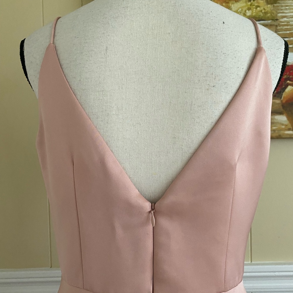Flor et.al Satin V-neck A Line Gown - Picture 6 of 16